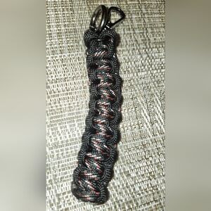 Hand Crafted Paracord Black and Red Key Chain. Unisex